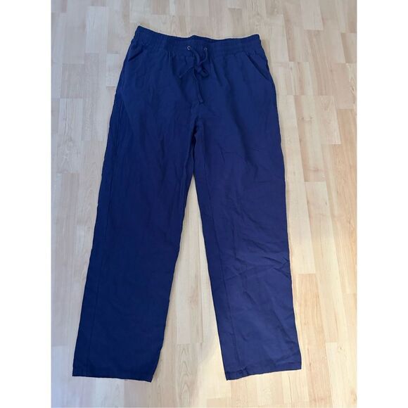 NEW High Waisted Linen look Wide Leg Pants Palazzo Pockets XL - Picture 1 of 3